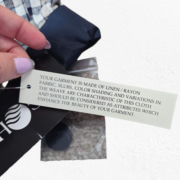 Y2K Vintage Cream Navy Plaid Linen Blend Satin Contrast Blazer Jacket Size 18 - Picture 10 of 11